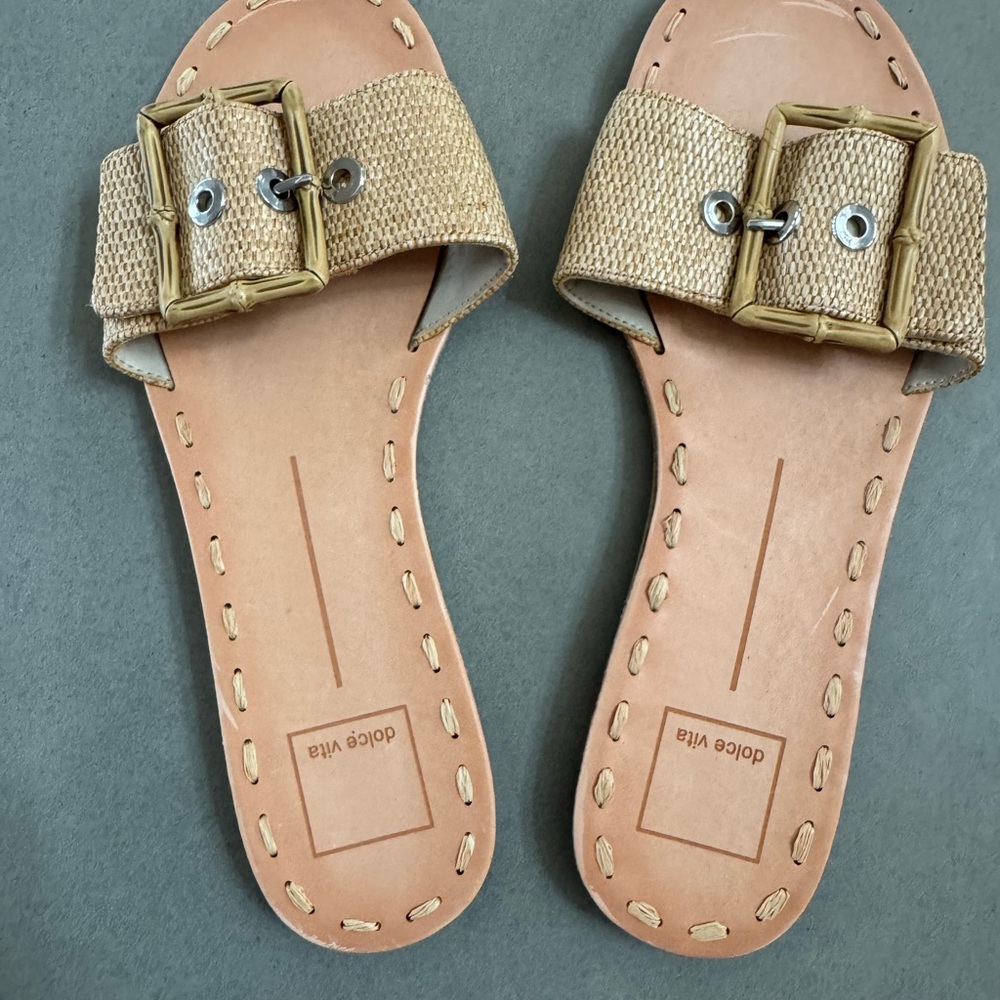 Dolce Vita Beige Woven Buckle Sandals